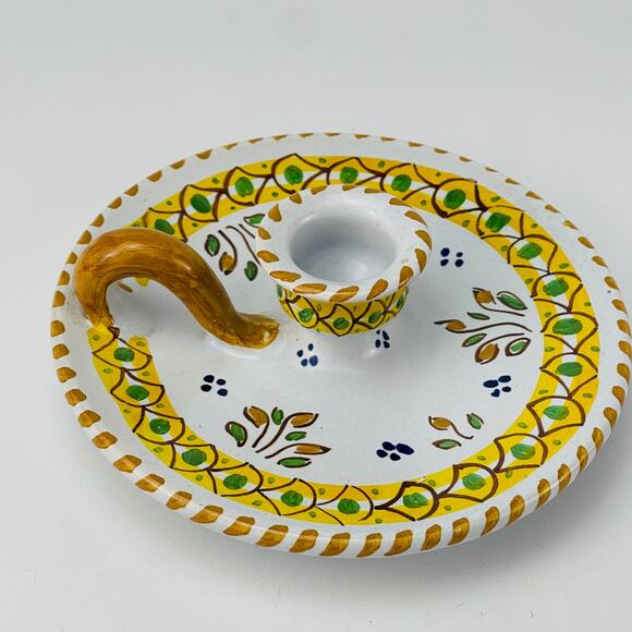 Mexican Talavera Art Pottery Chamber Candle Stick Holder Folk Art Painted - Picture 2 of 5